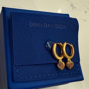 Dean Davidson Chérie Heart Huggie Hoops Pink Cubic Zirconia